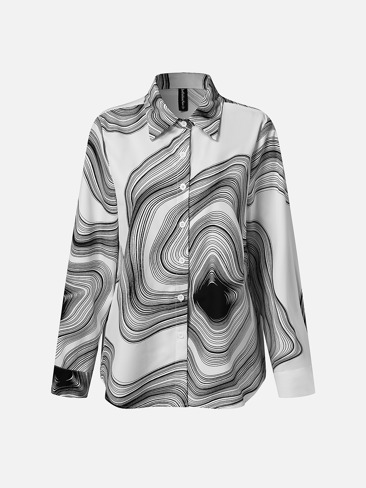 Casual Shirt Collar Loose Abstract Stripes Blouse