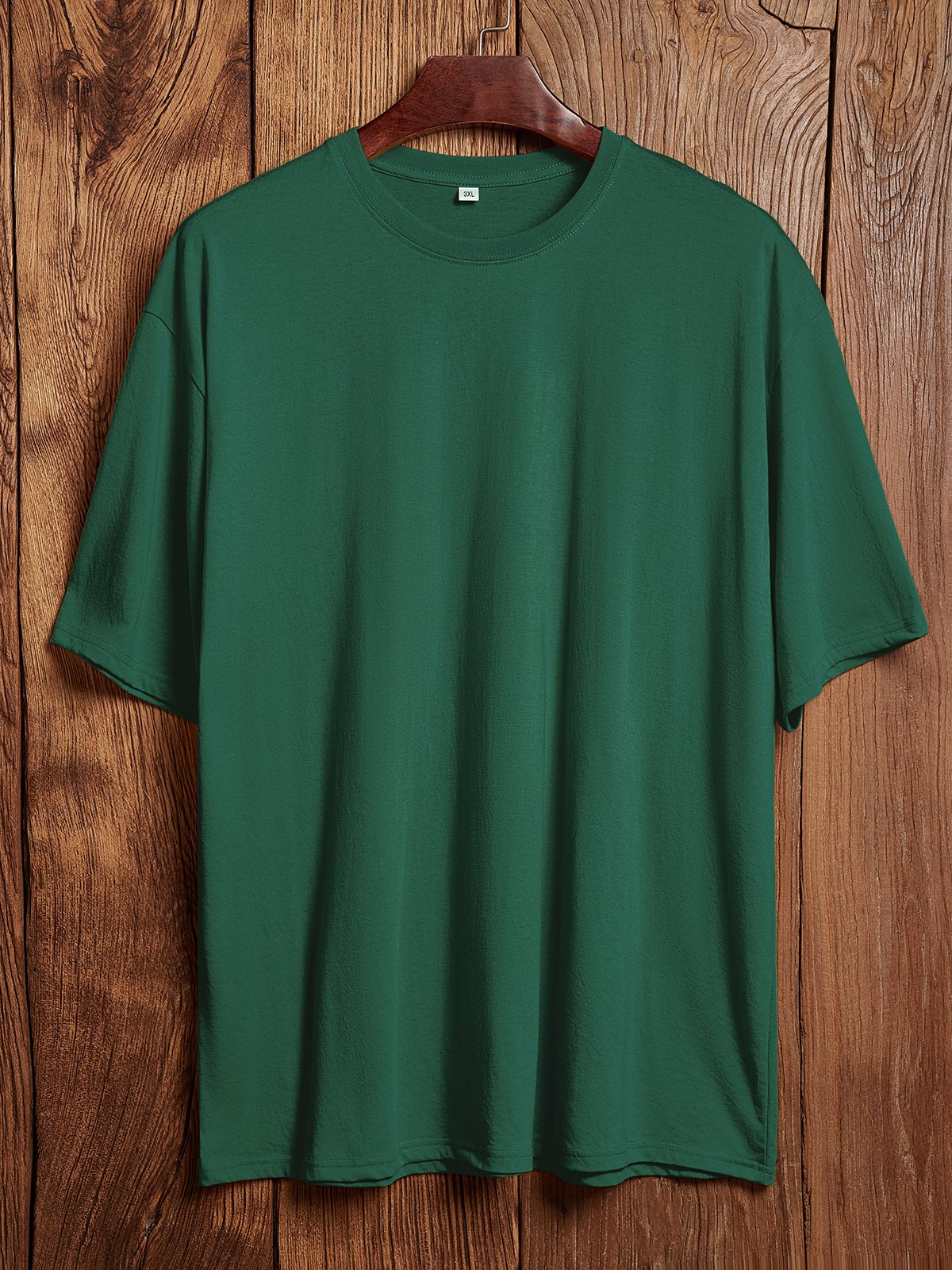 Simple Plain Cotton-Blend Loose T-Shirt