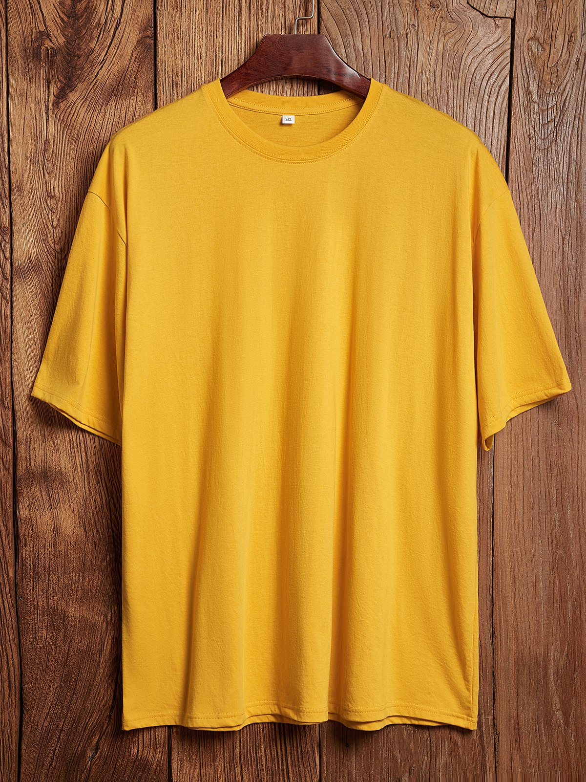 Simple Plain Cotton-Blend Loose T-Shirt