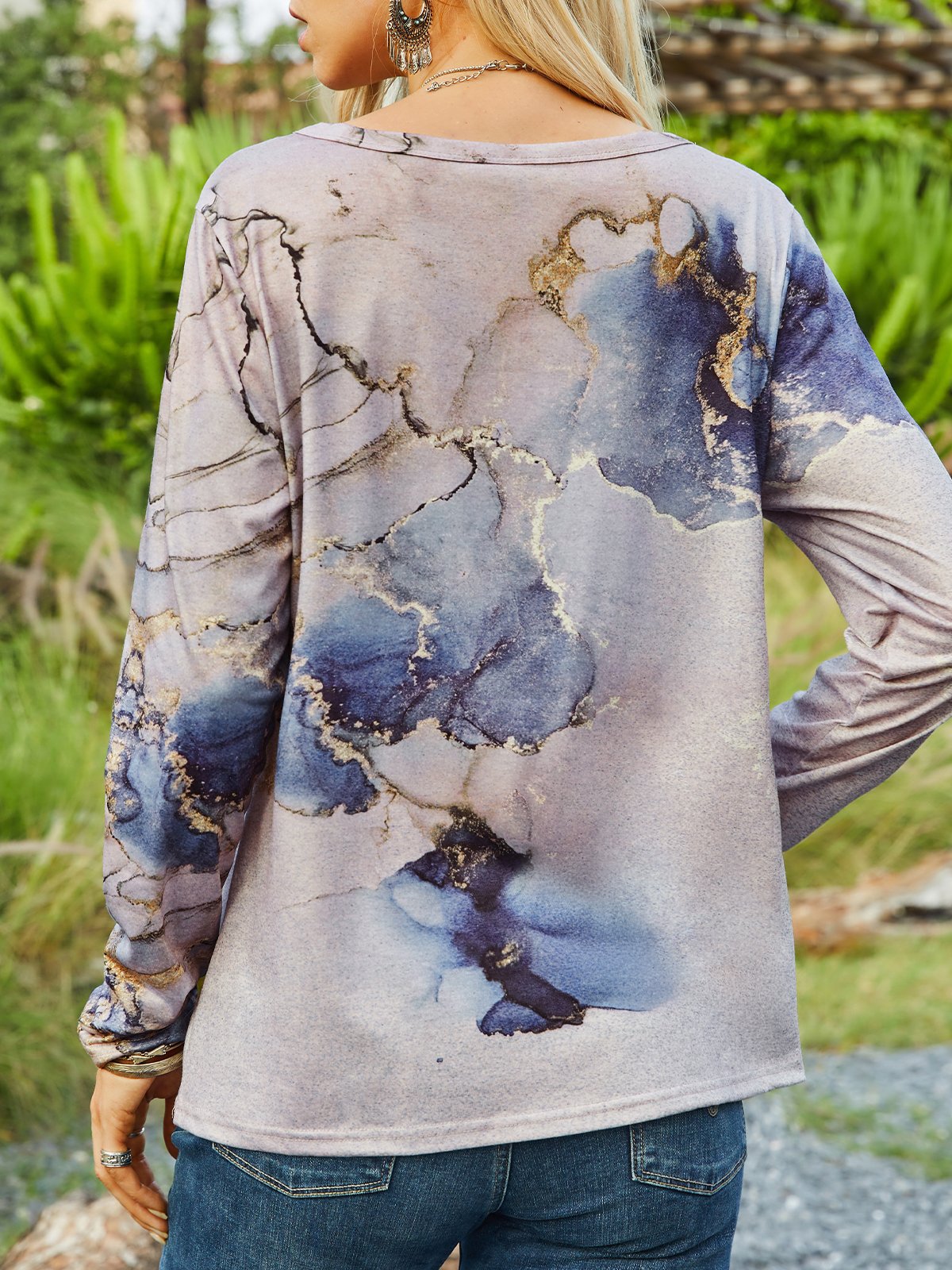 Women's Cotton-Blend Ombre Casual T-Shirt