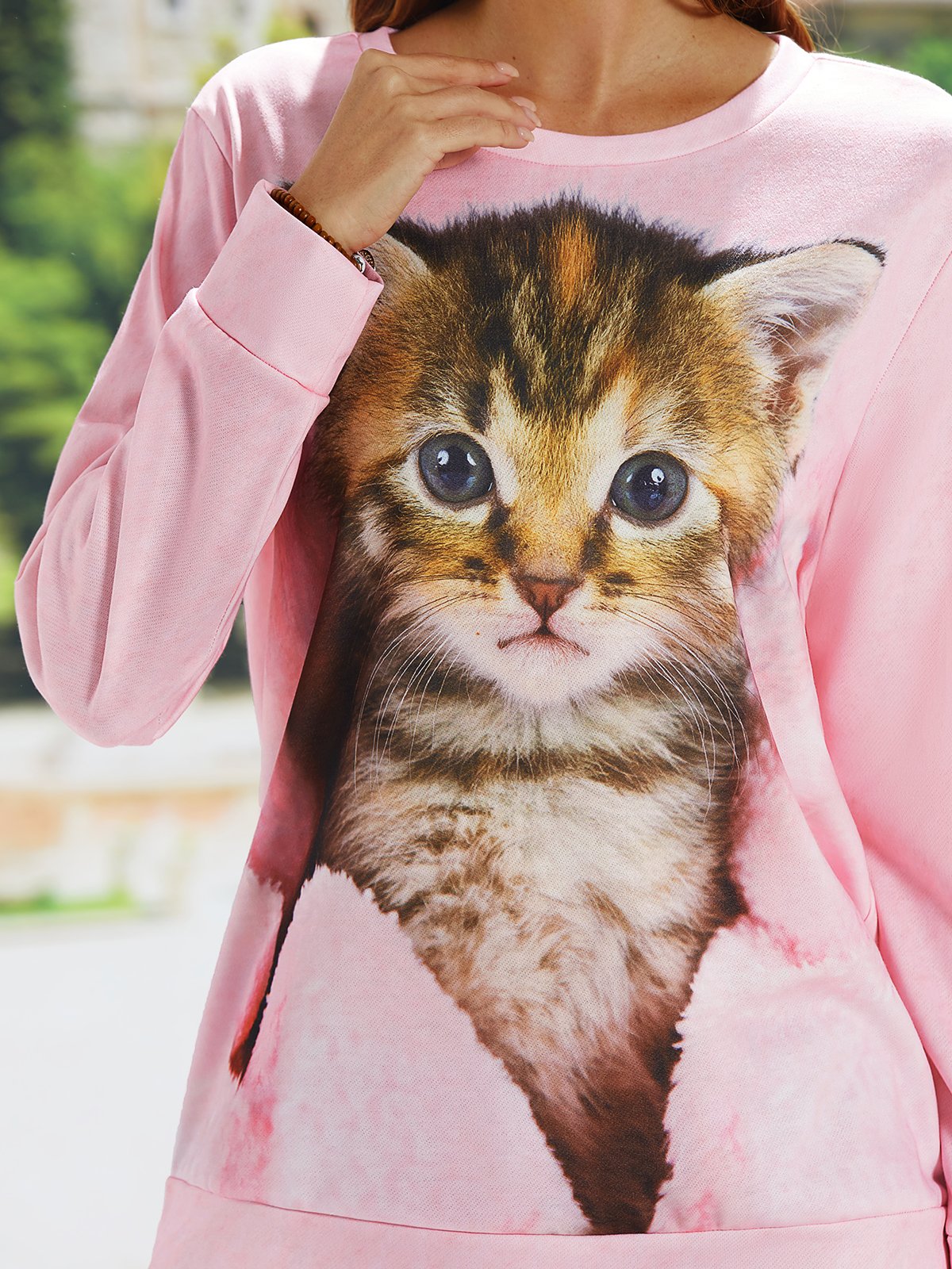 Funny And Cute Cat Round Neck Loose Sweater