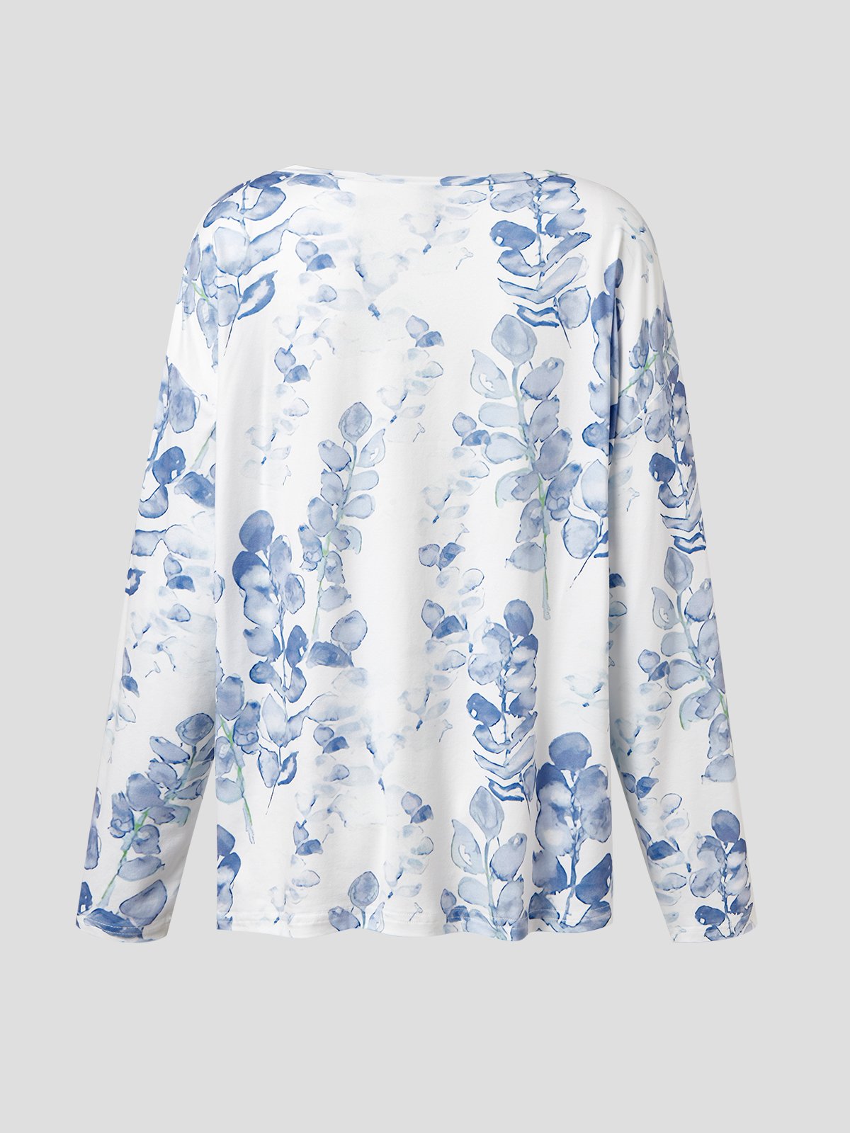 Women Casual Autumn Plants Polyester V neck Regular Fit Regular Off Shoulder Sleeve Medium Elasticity T-shirt