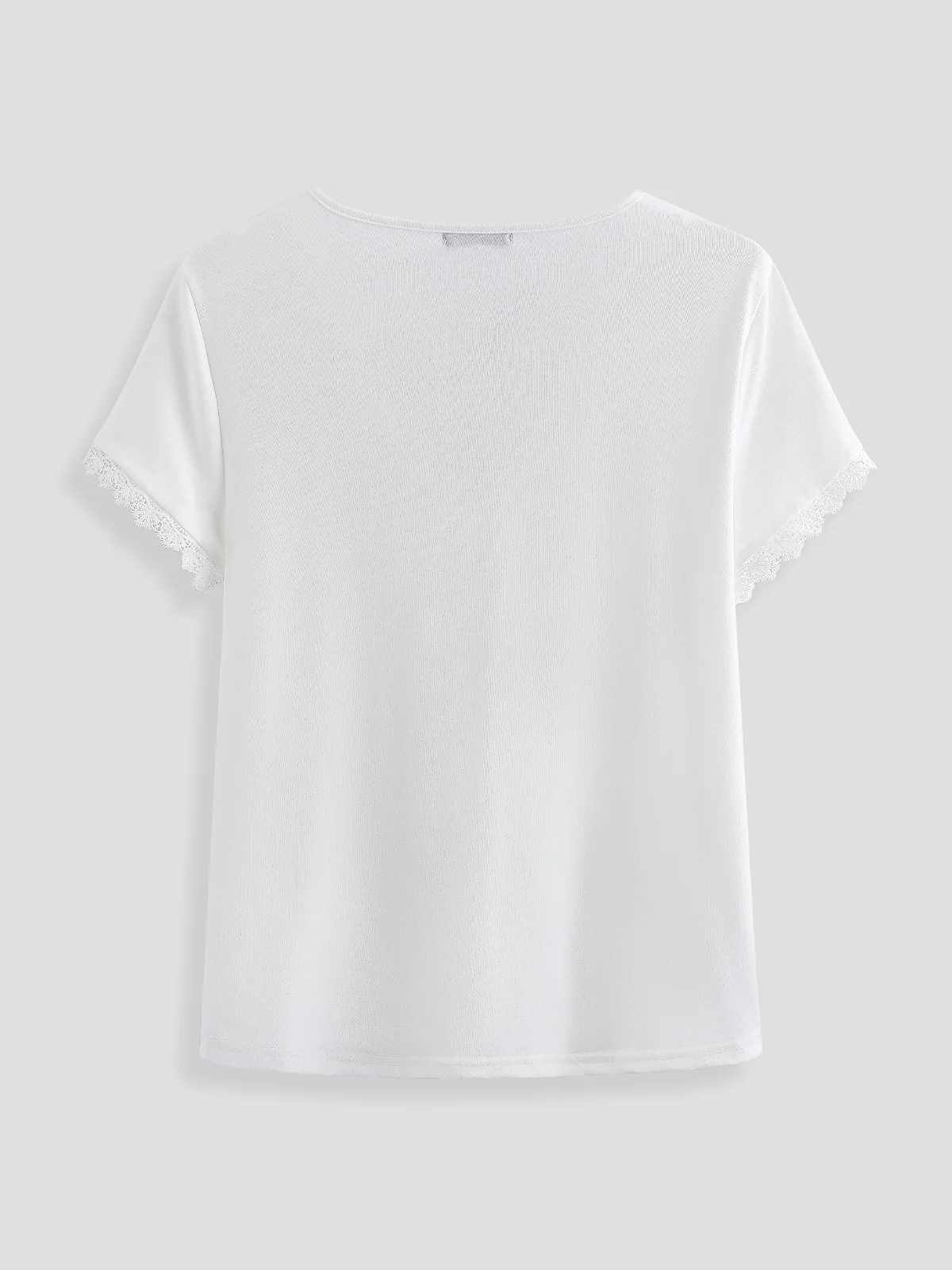 Women's Lace Regular Fit V Neck Casual Short Sleeve T-Shirt