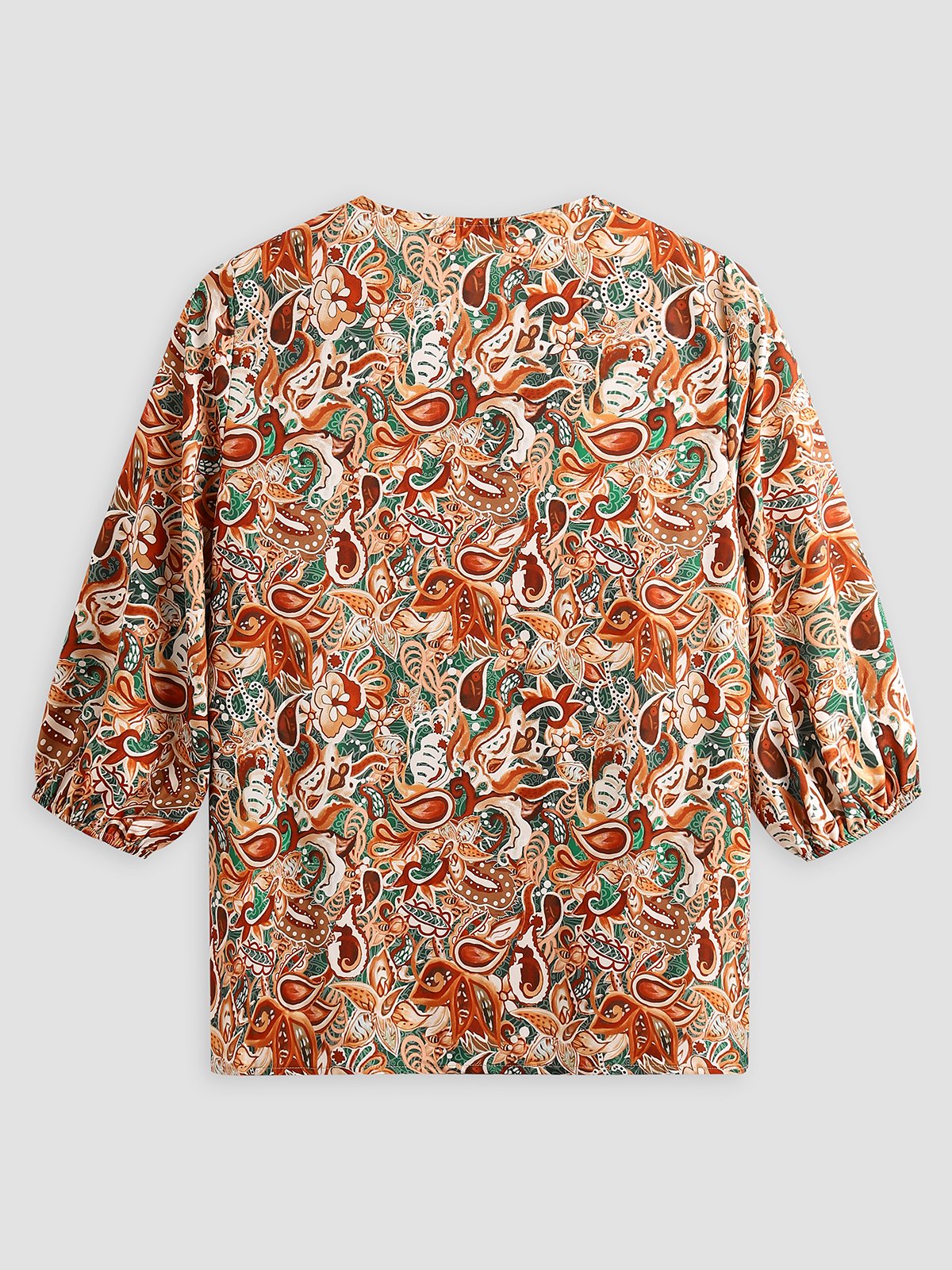Casual Cotton Blends Paisley  Short sleeve Top