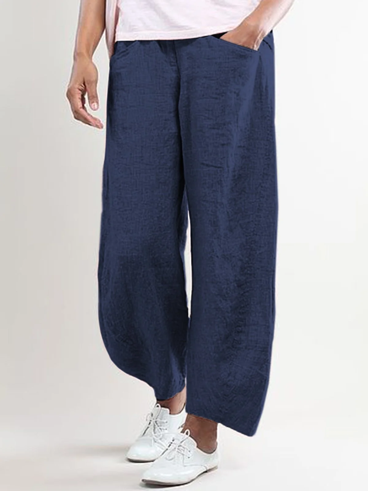 Cotton Summer Pockets Shift Casual Capri Pants