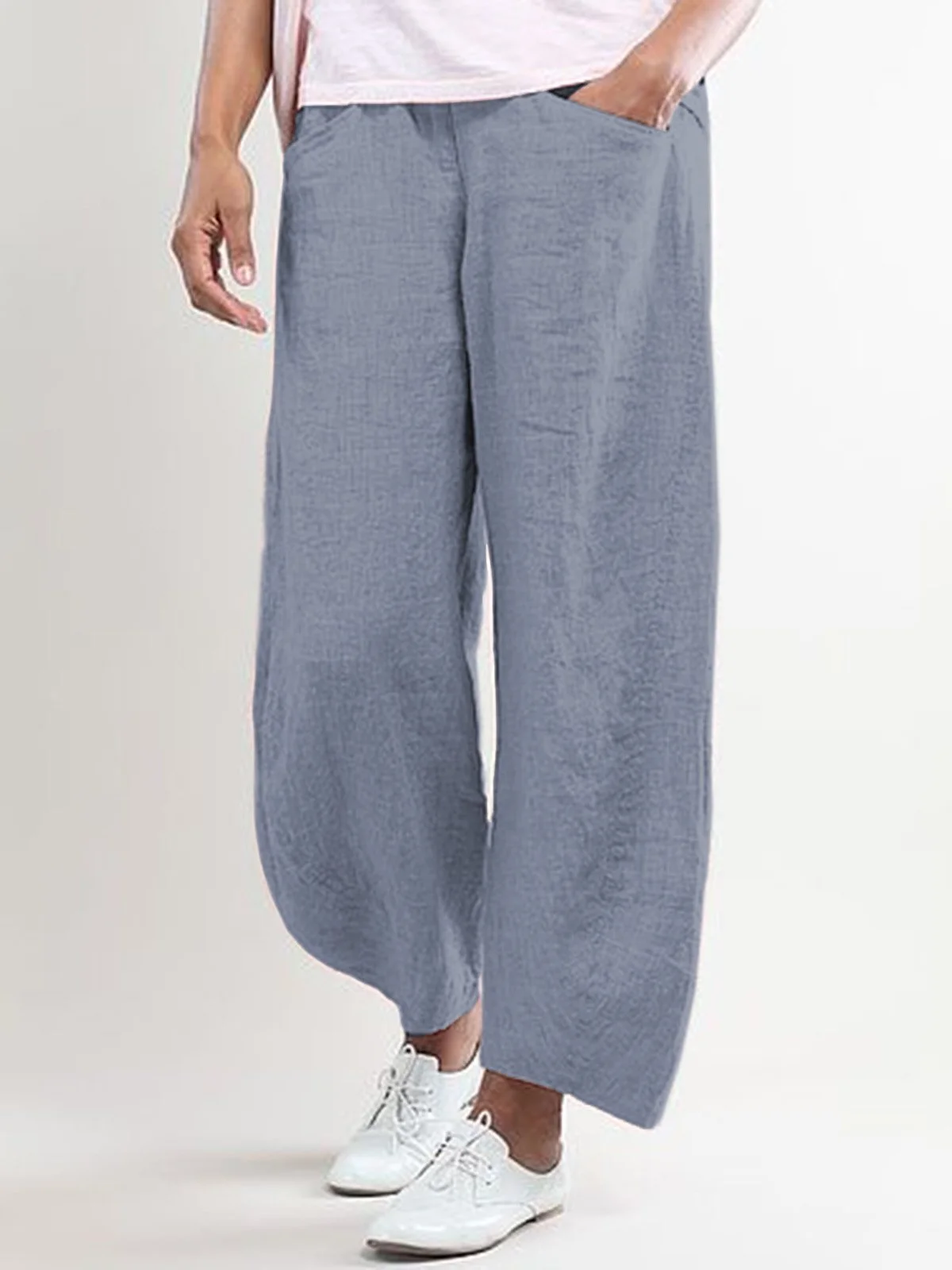 Cotton Summer Pockets Shift Casual Capri Pants