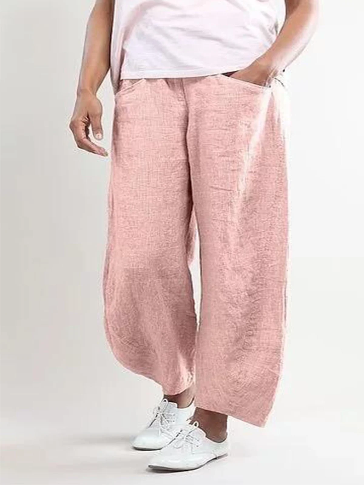 Cotton Summer Pockets Shift Casual Capri Pants