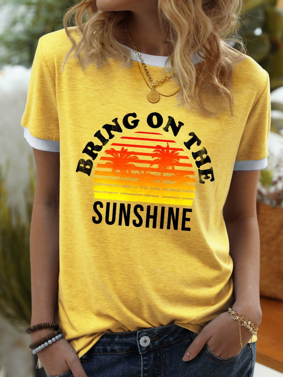 Bring On The Sunshine Graphic Short Sleeve Crew Neck Loose Tee