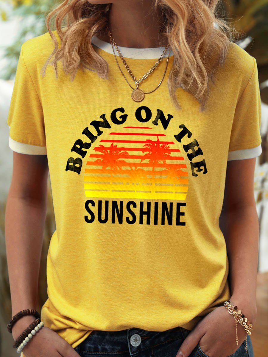 Bring On The Sunshine Graphic Short Sleeve Crew Neck Loose Tee