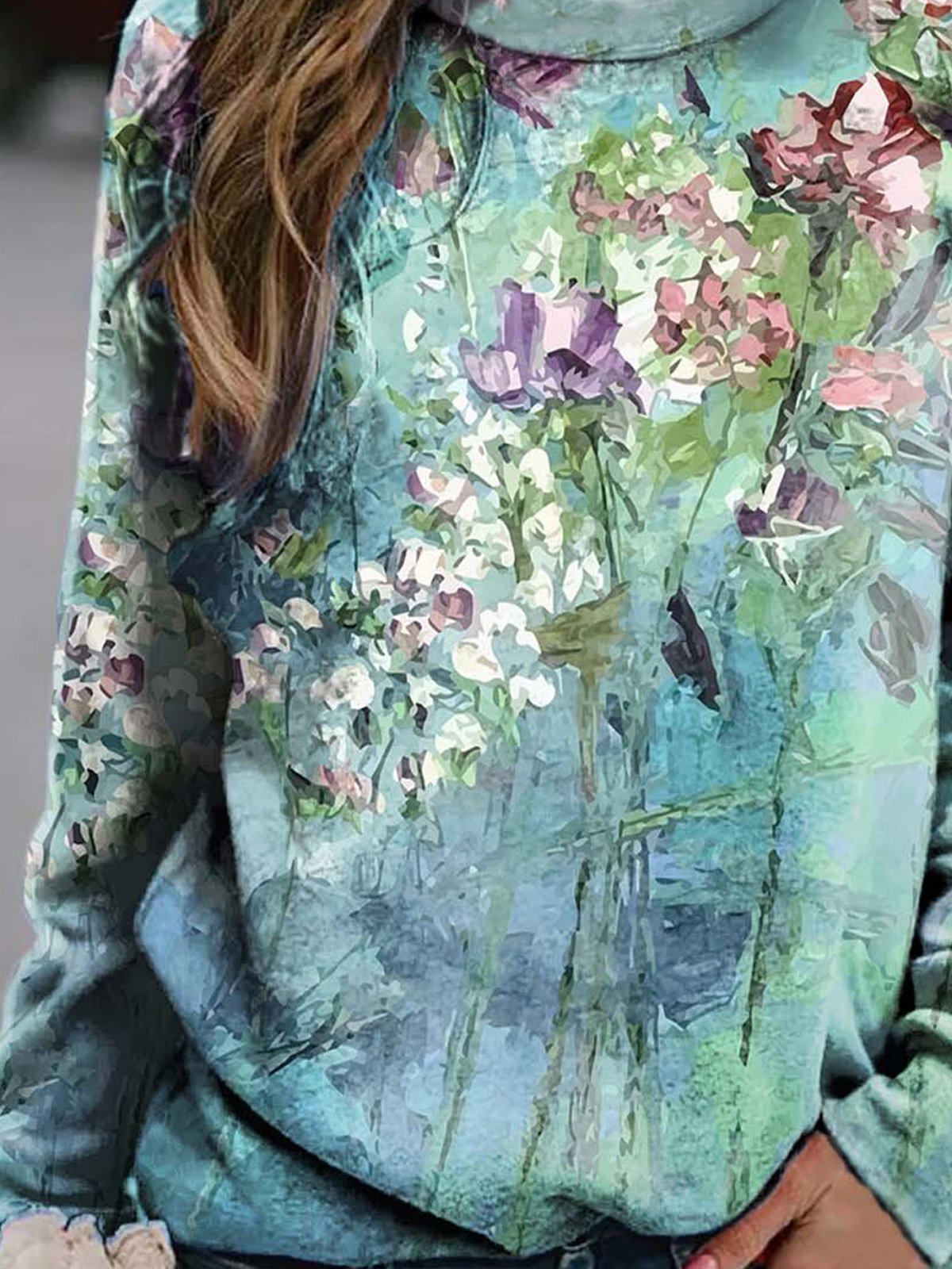 Casual Art Floral Long Sleeve Sweatshirt