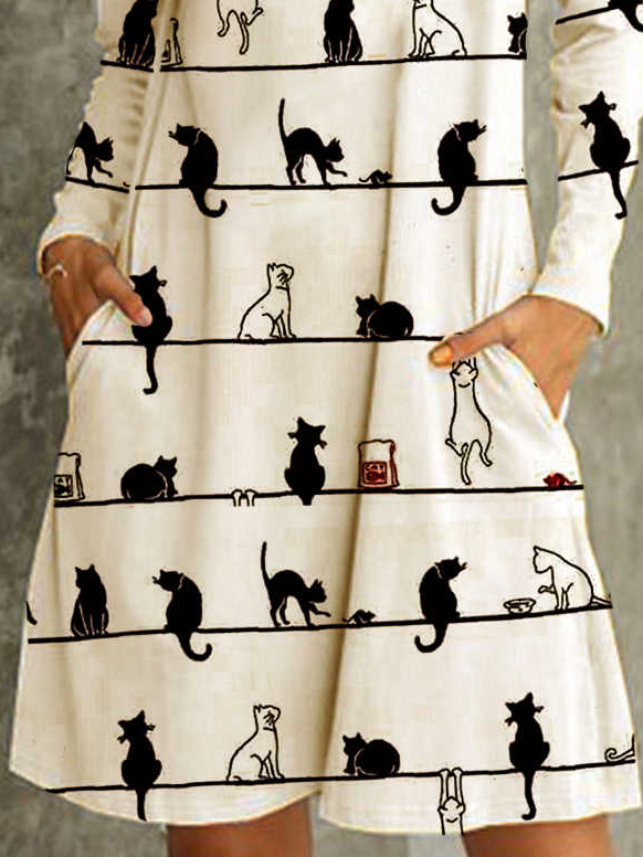 Cute Long Sleeve Cotton-Blend Knitting Dress