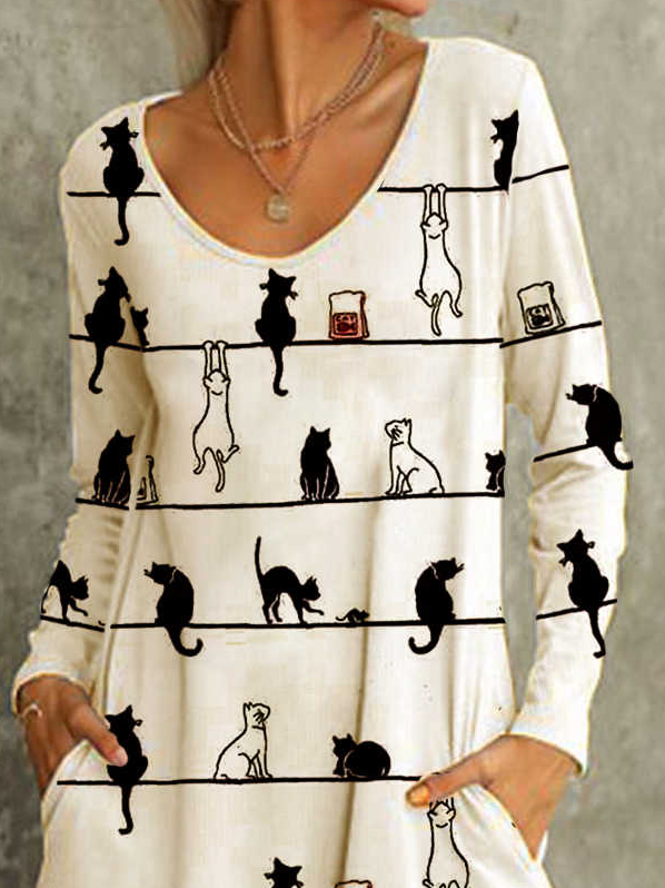 Cute Long Sleeve Cotton-Blend Knitting Dress