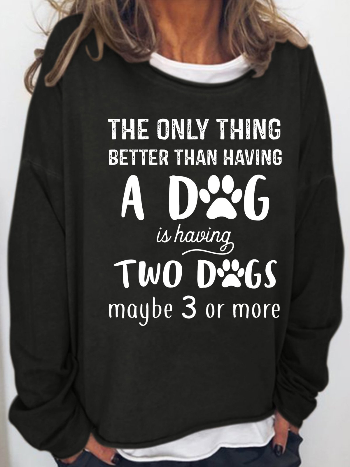 Women Text Letters Crew Neck Cotton-Blend Long Sleeve Casual Daily Spring/Fall Sweatshirt