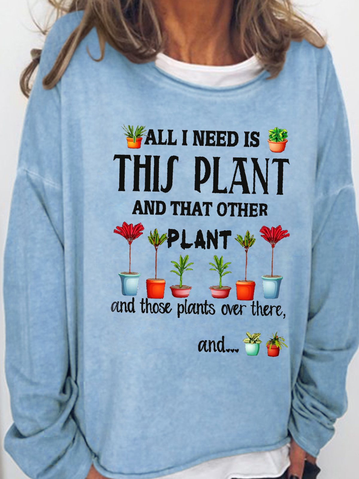 Womens Funny Plant Lover Letter Casual Sweatshirt