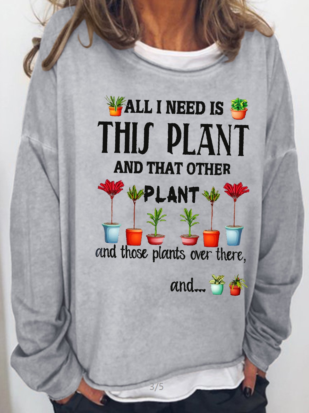 Womens Funny Plant Lover Letter Casual Sweatshirt