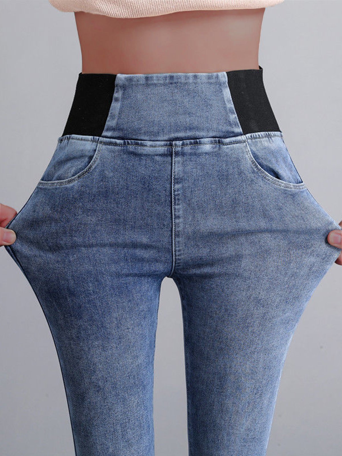 Loose Plain Denim Jeans | anniecloth