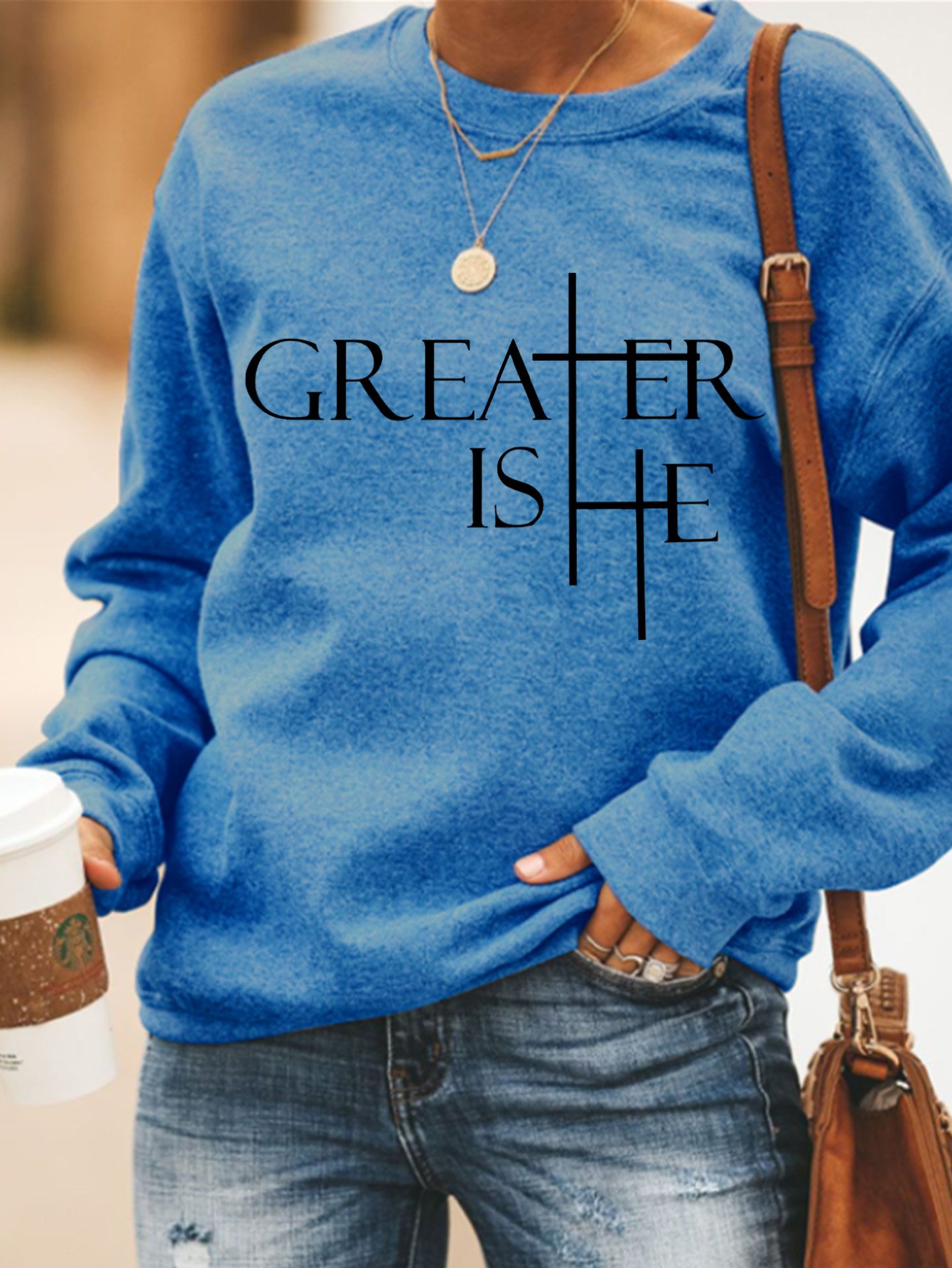 Greater Is He Cross Women's Sweatshirt
