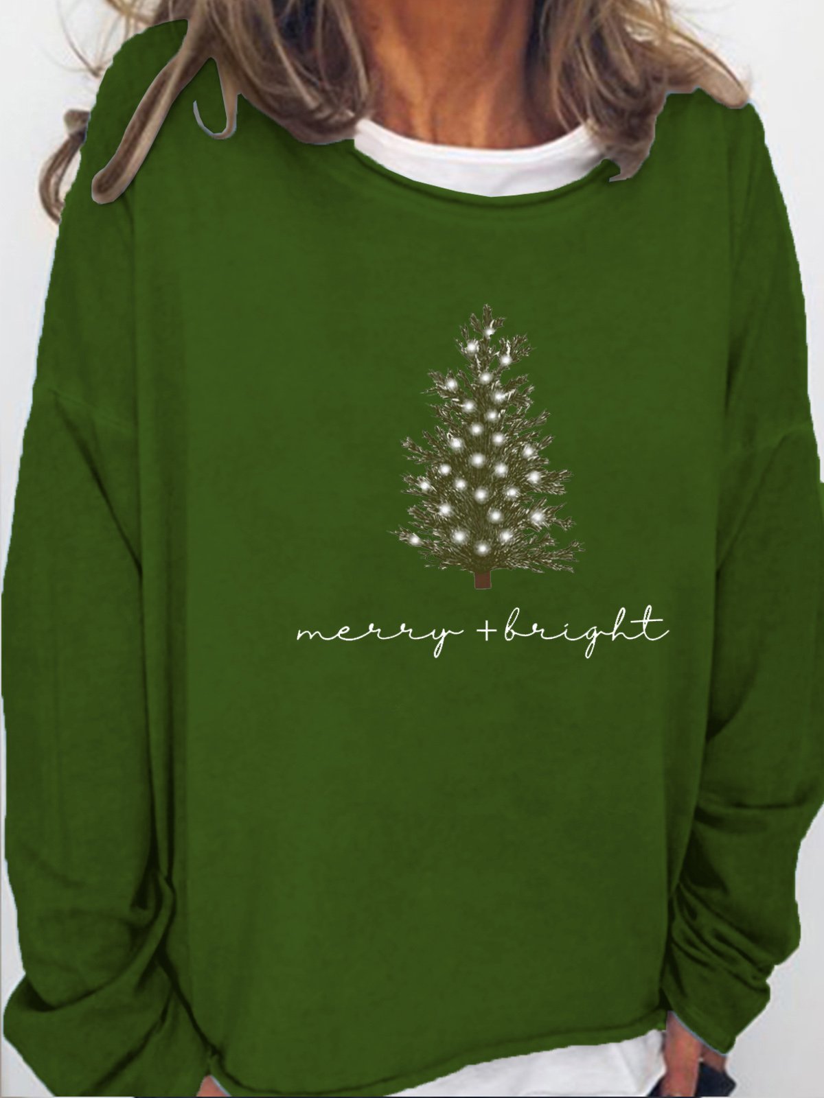 Womens Christmas Merry and Bright Casual Sweatshirt