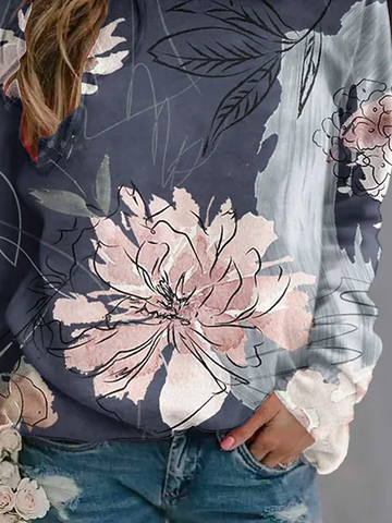 Floral Casual Loose Sweatshirt