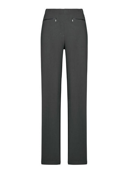 High Elastic Zip Elastic Waist Straight Leg Pants