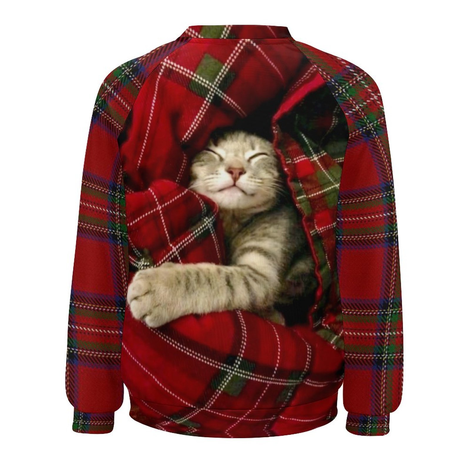 Womens Christmas Cat Crew Neck Sweatshirt