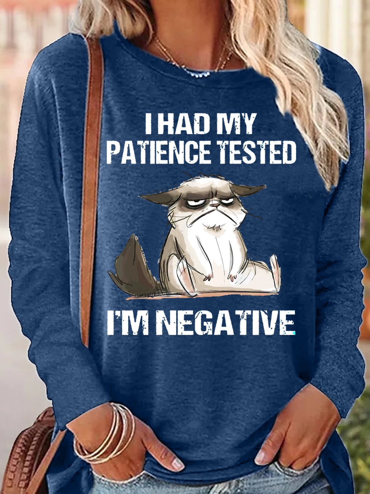 Womens I Had My Patience Tested I'm Negative Cat Funny Sarcasm  Top