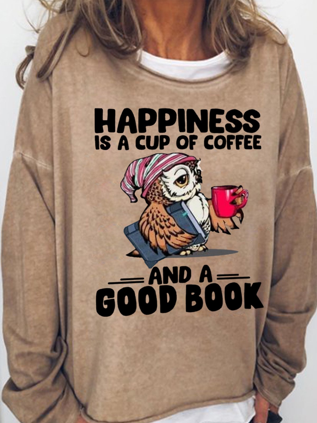 Happiness Is A Cup Of Coffee And A Good Book Women's Sweatshirt