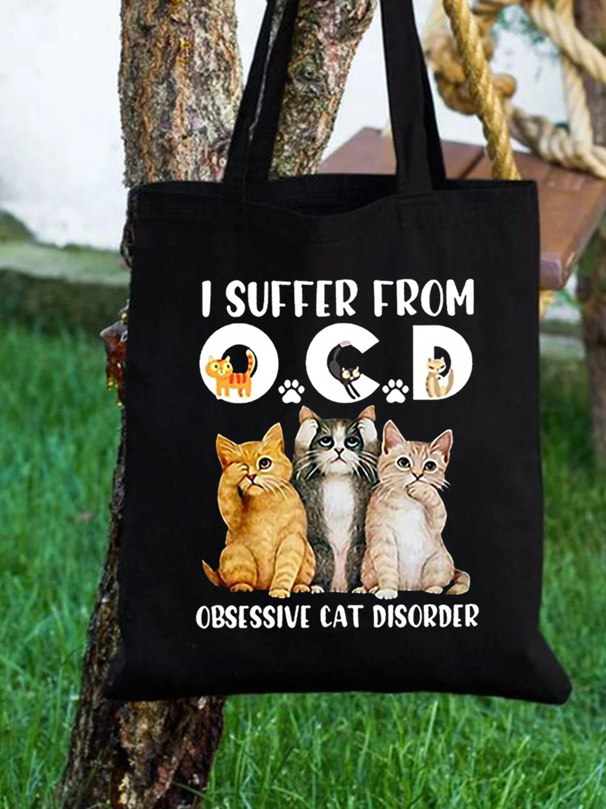 I Suffer From Ocd Obsessive Cat Disorder Animal Graphic Shopping Tote