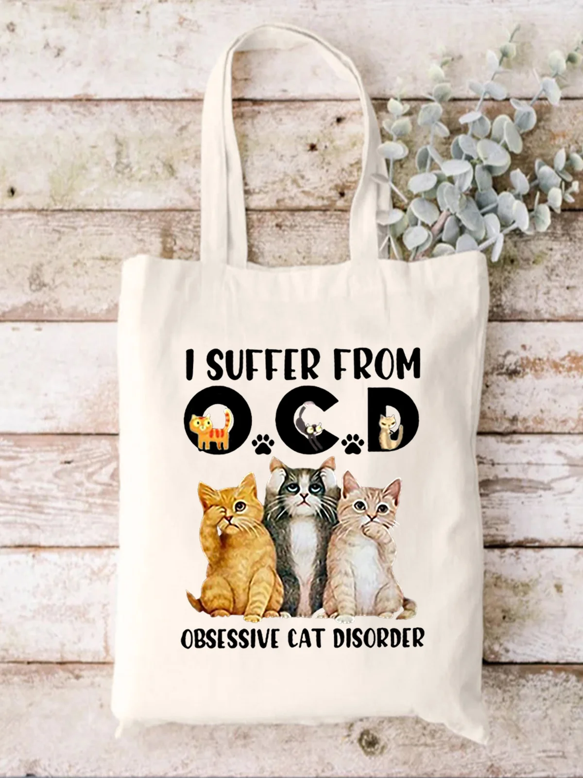 I Suffer From Ocd Obsessive Cat Disorder Animal Graphic Shopping Tote