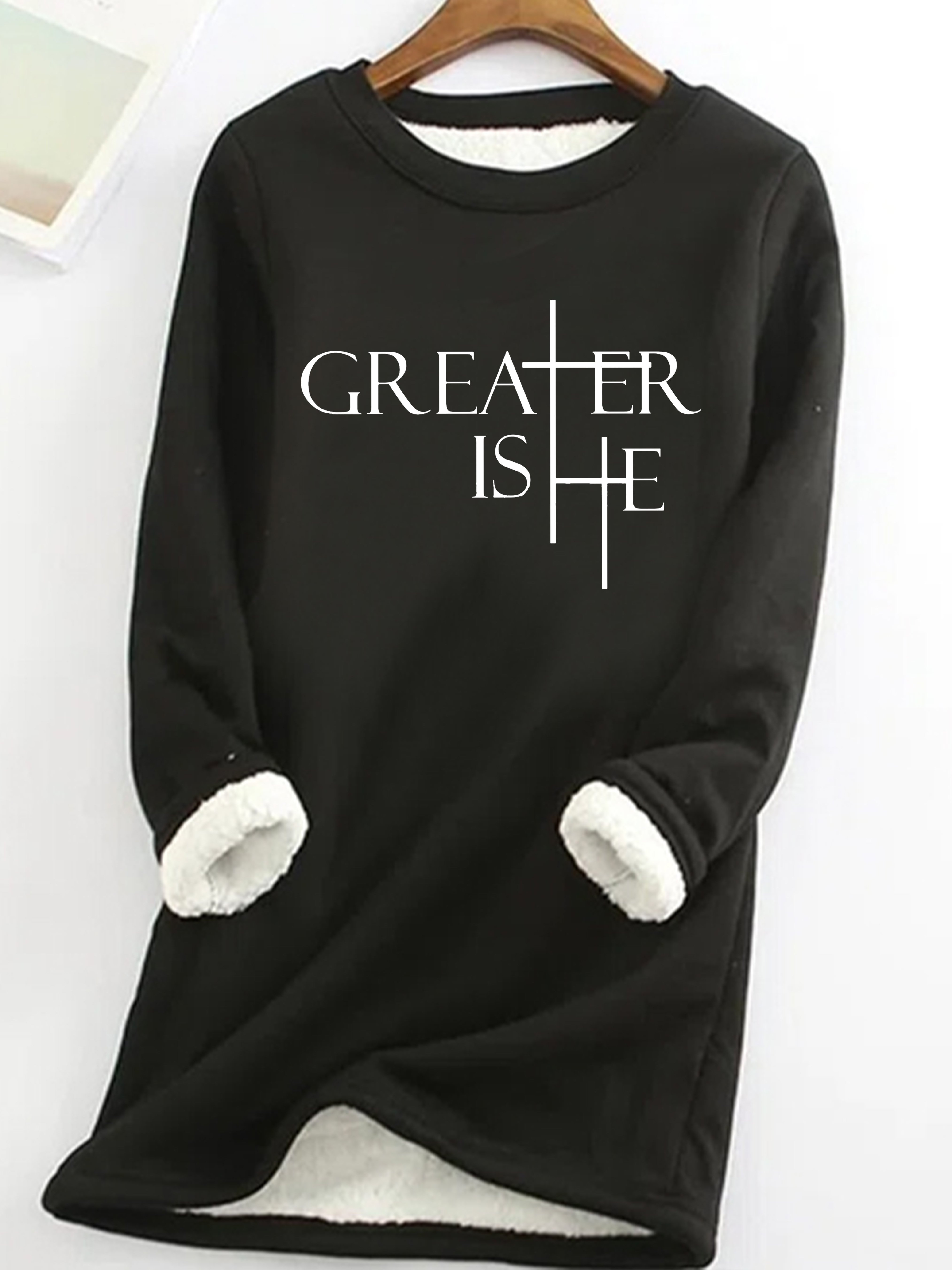 Greater Is He Cross Women's Warmth Fleece Sweatshirt