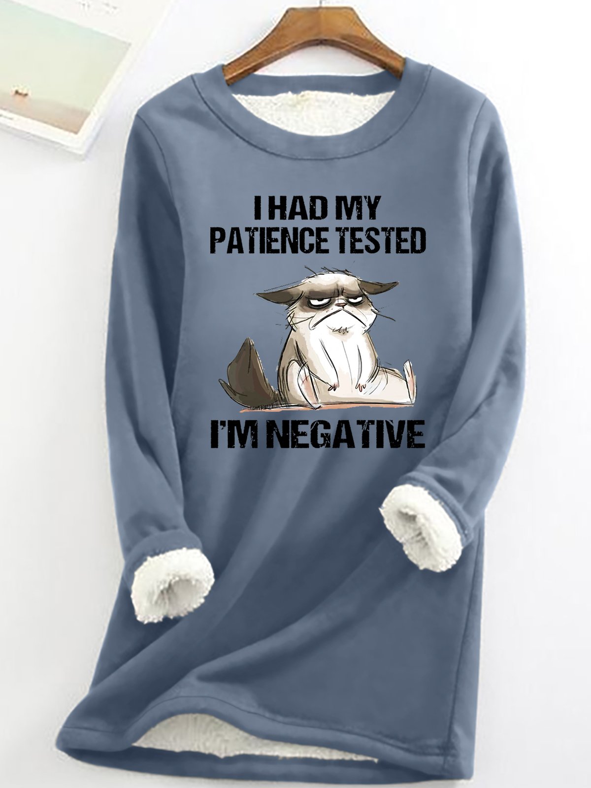 Womens Funny I Had My Patience Test Grumpy Cat Animal Crew Neck Sweatshirt