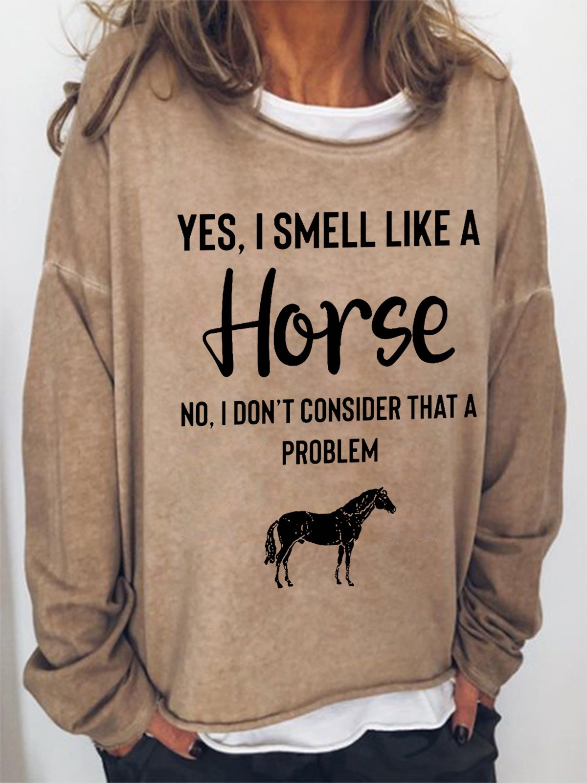 Women's Yes I Smell Like A Horse Animal Simple Sweatshirt