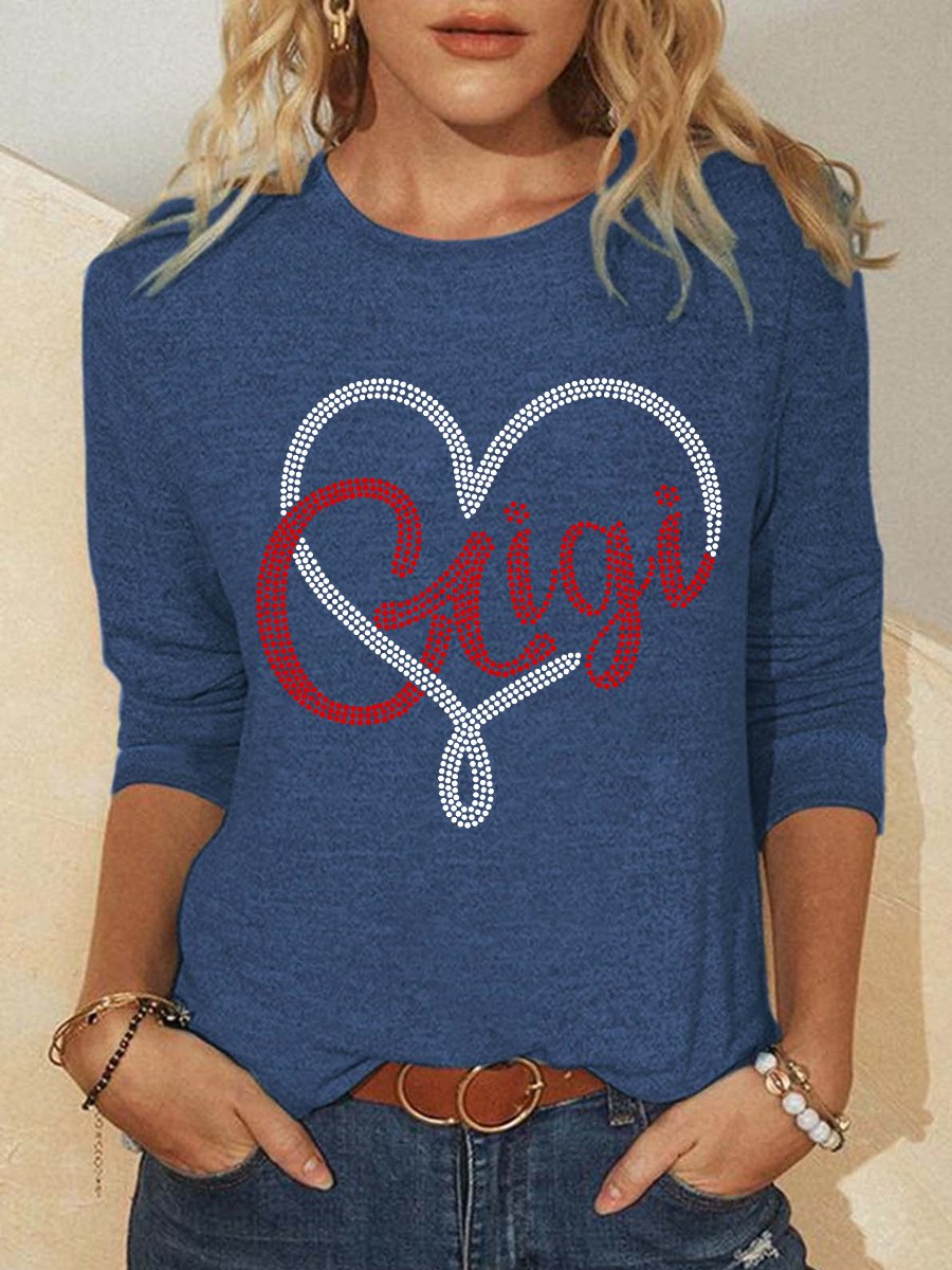 Women Gigi Heart Simple Regular Fit Long Sleeve Top