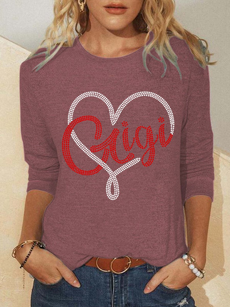 Women Gigi Heart Simple Regular Fit Long Sleeve Top