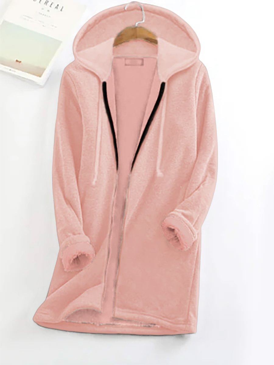 Casual Hooded Fleece Thermal Loose Long Sleeve Jacket & Outerwear