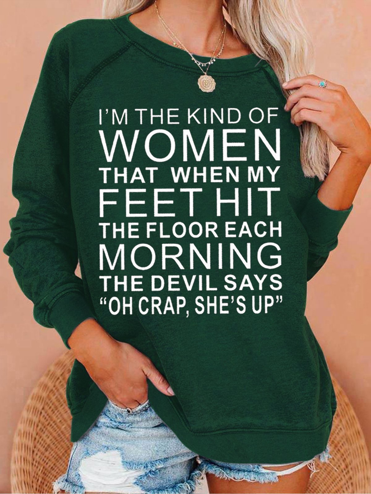 Women Text Letters Crew Neck Long Sleeve Casual Daily Spring/Fall Sweatshirt