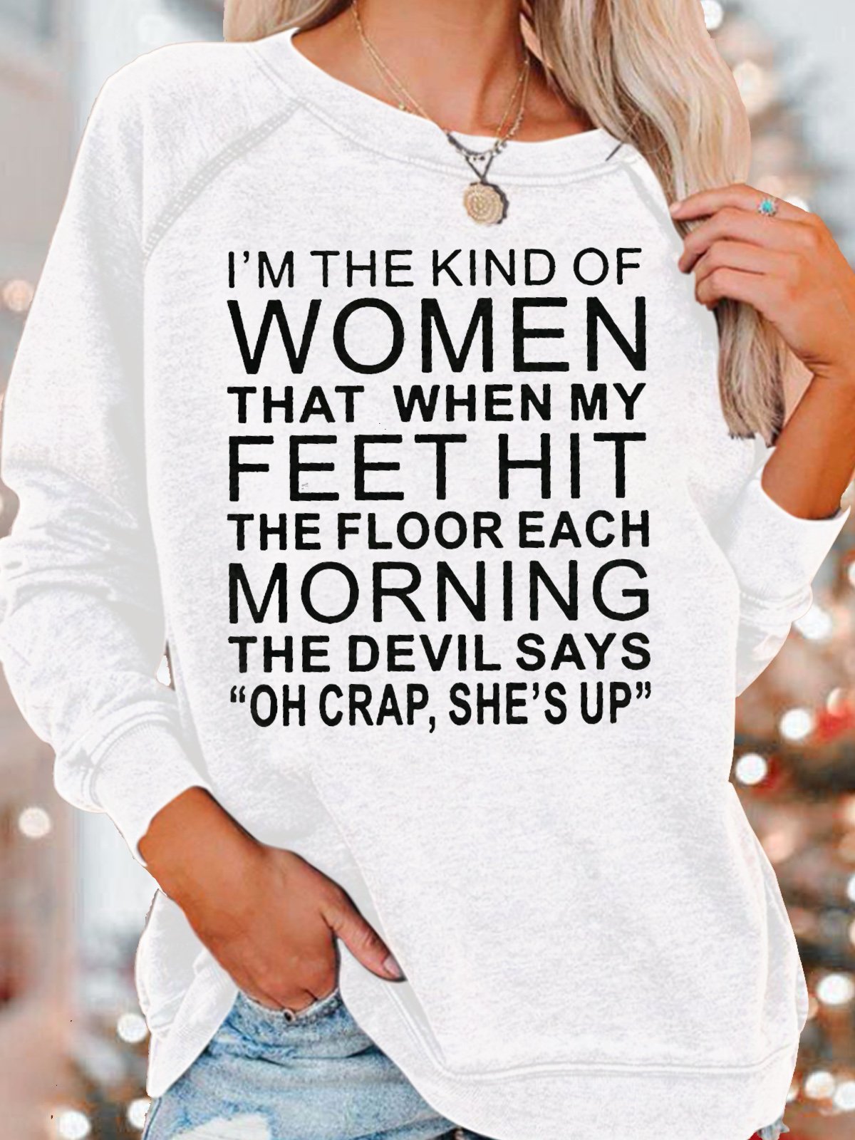 Women Text Letters Crew Neck Long Sleeve Casual Daily Spring/Fall Sweatshirt