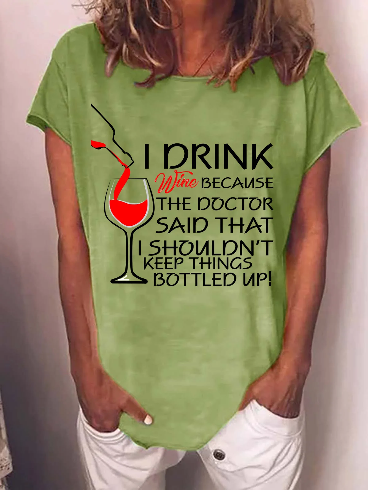 Lilicloth X Y Wine Lovers I Drink Wine Because The Doctor Said That I Shouldn't Keep Things Bottled Up Womens T-Shirt