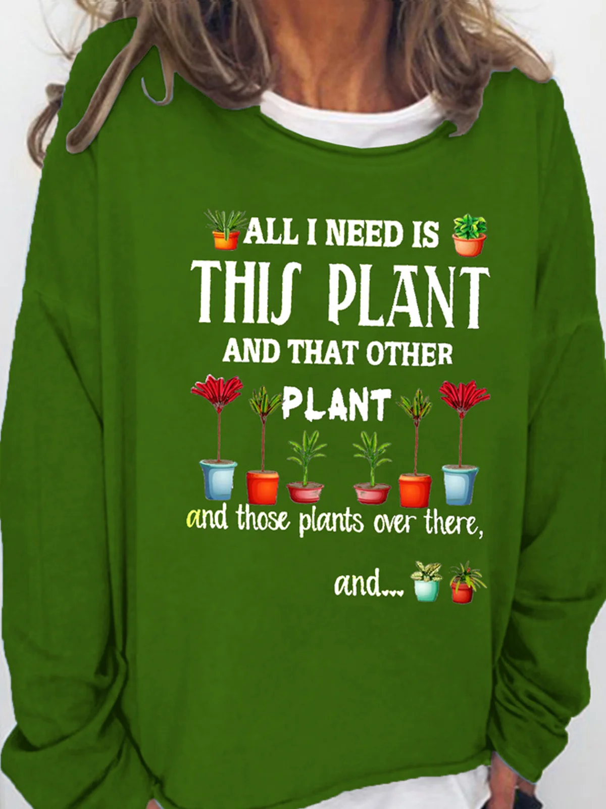 Womens Funny Plant Lover Letter Casual Sweatshirt