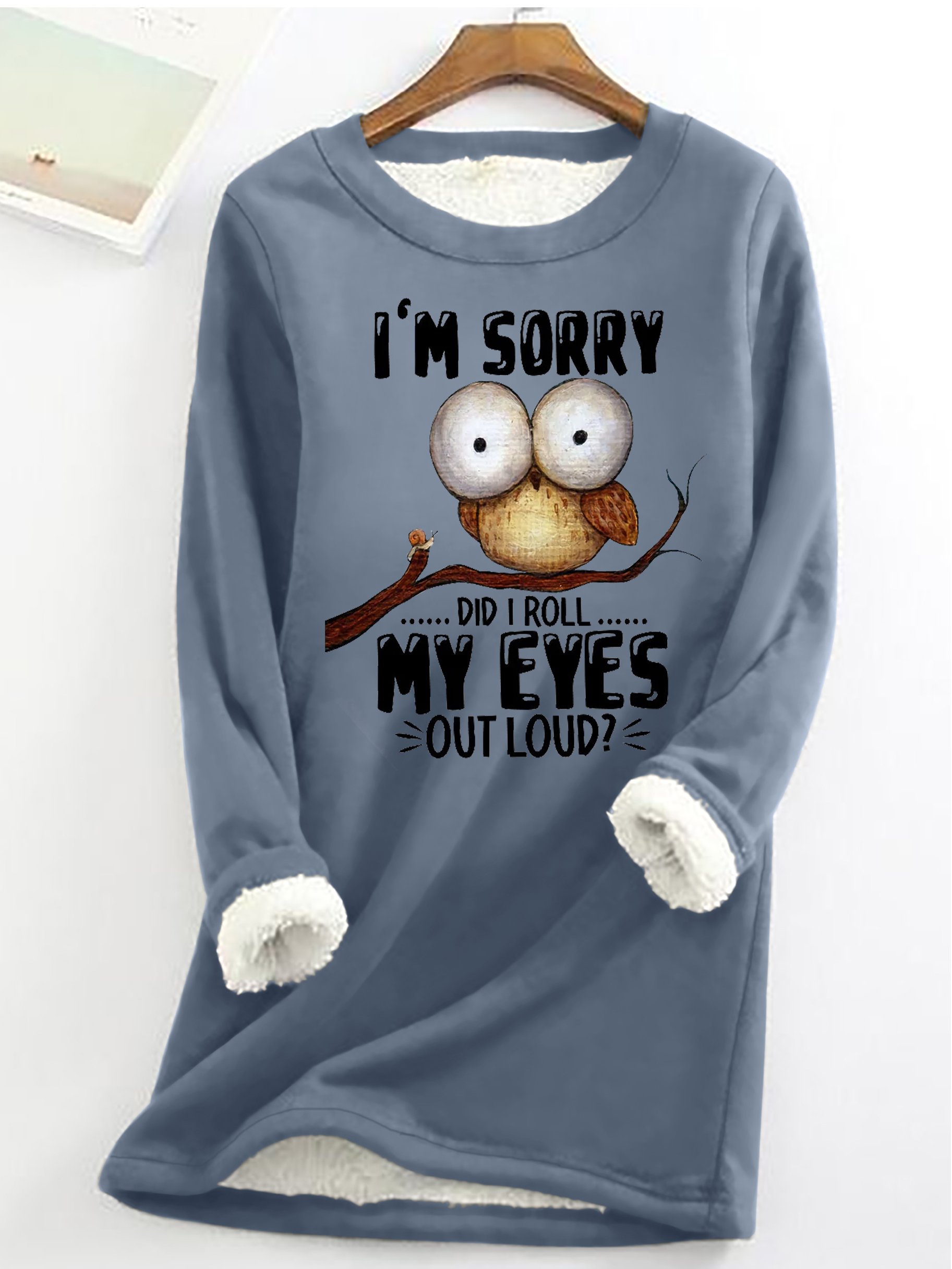 Women’s Funny Owl I'm sorry Did I Roll My Eyes Out Loud Loose Simple Sweatshirt