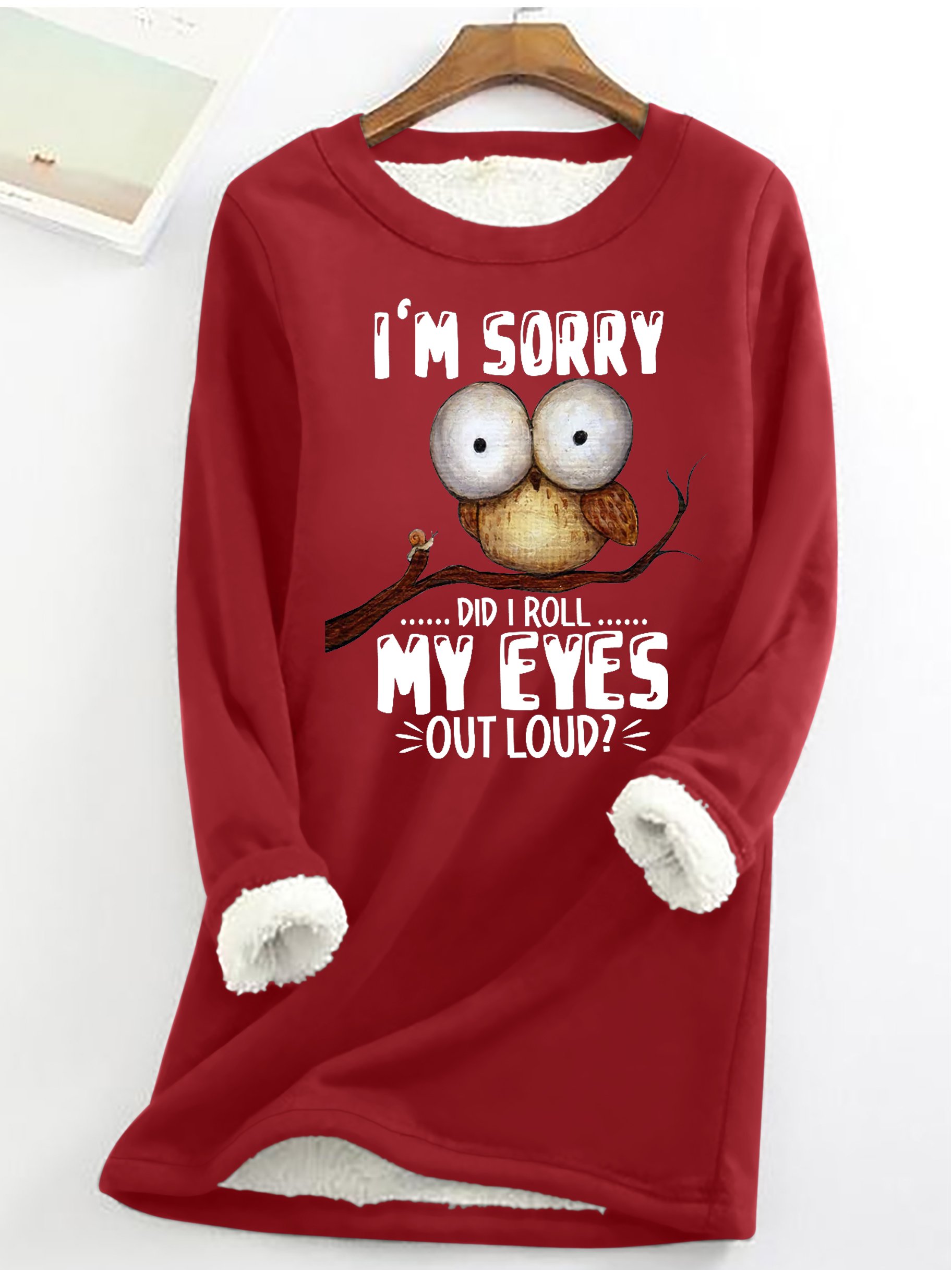 Women’s Funny Owl I'm sorry Did I Roll My Eyes Out Loud Loose Simple Sweatshirt