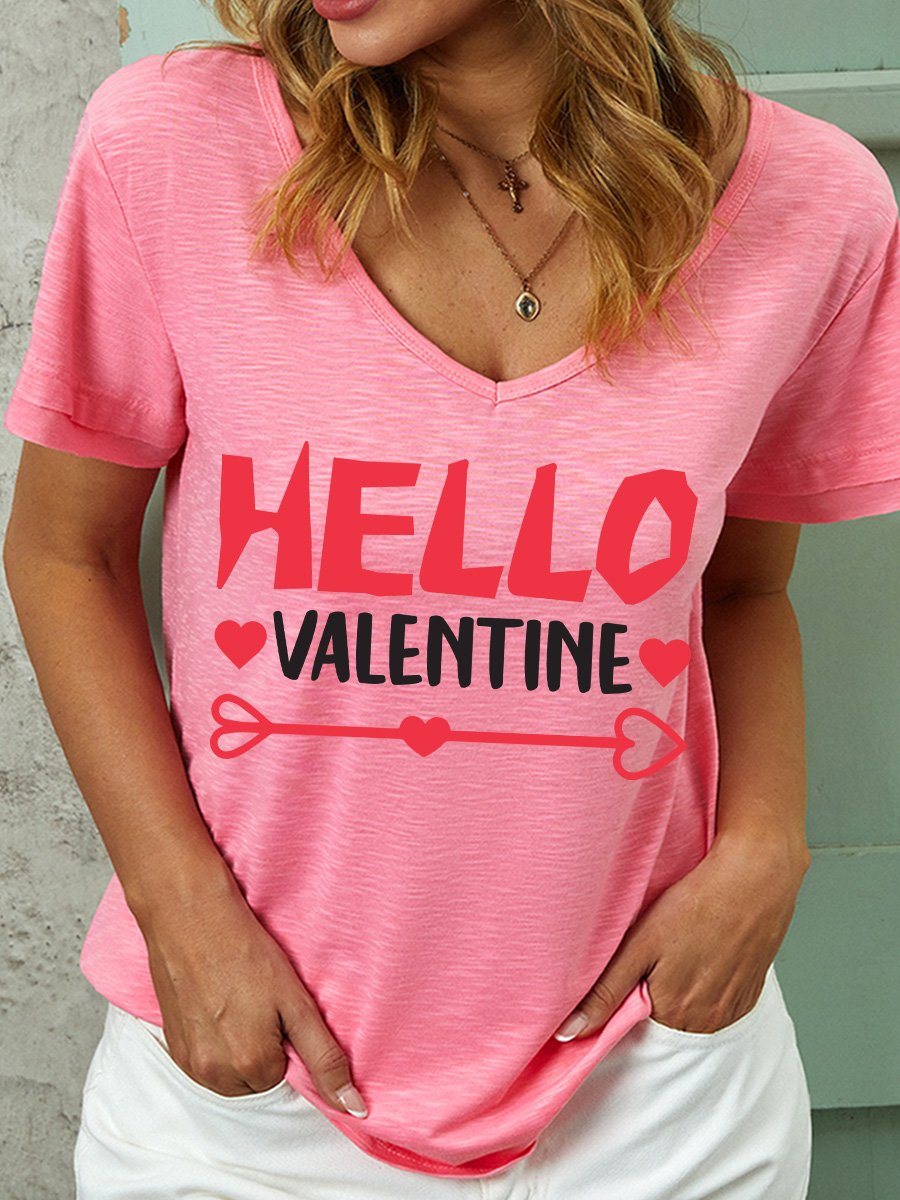 Hello Valentine Women's V Neck T-Shirt