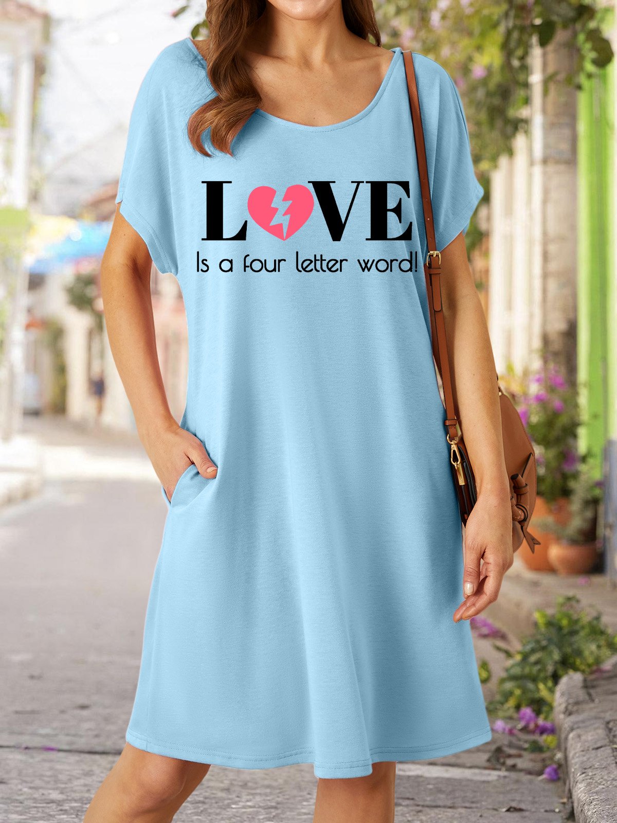 Valentine's Day Love Is A Four Letter Word Women's V Neck Dress