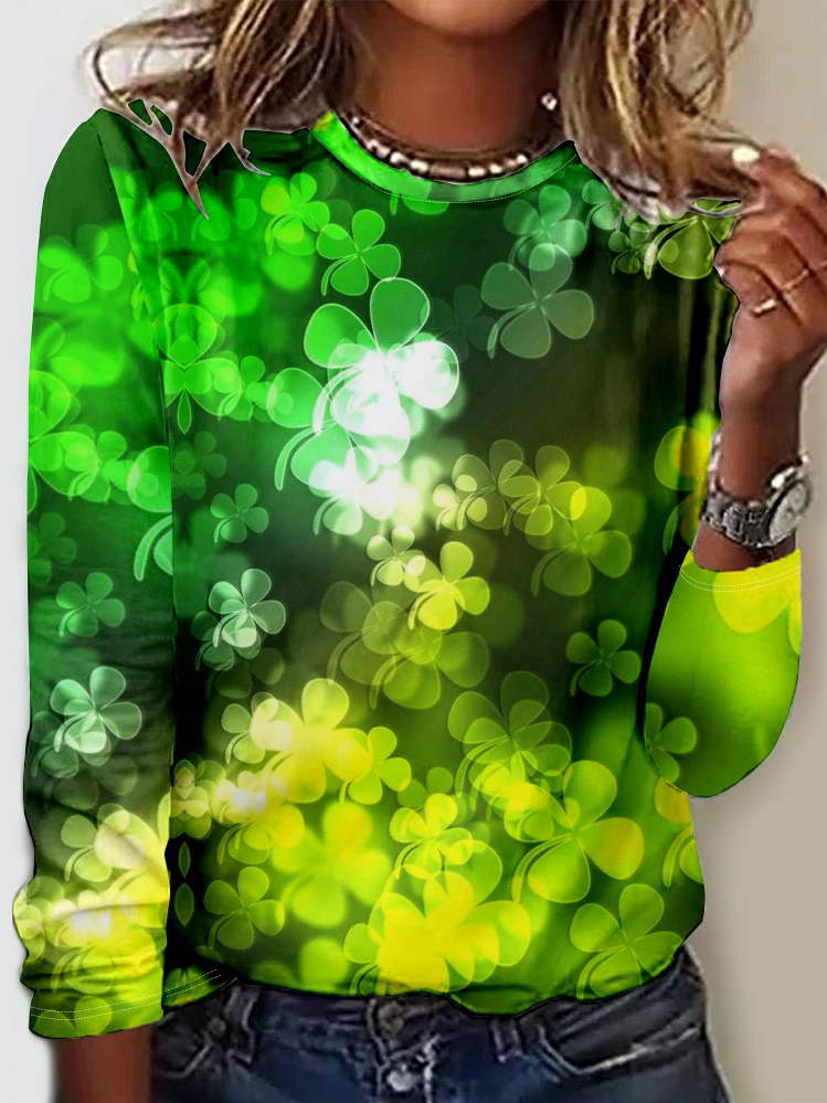 Women’s St.Patrick’s Day Pattern Plants Casual Shirt