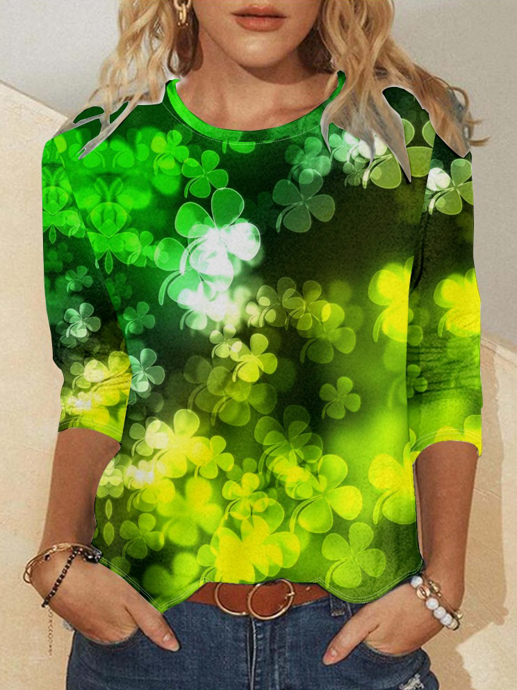 Women’s St.Patrick’s Day Pattern Plants Casual Shirt