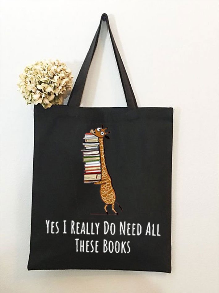 Women's Funny Word Yes I Really Need These Books Print Text Letters Shopping Tote