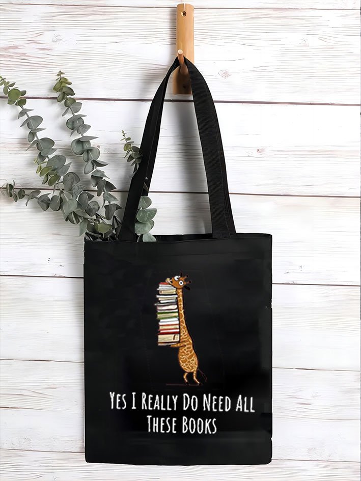 Women's Funny Word Yes I Really Need These Books Print Text Letters Shopping Tote