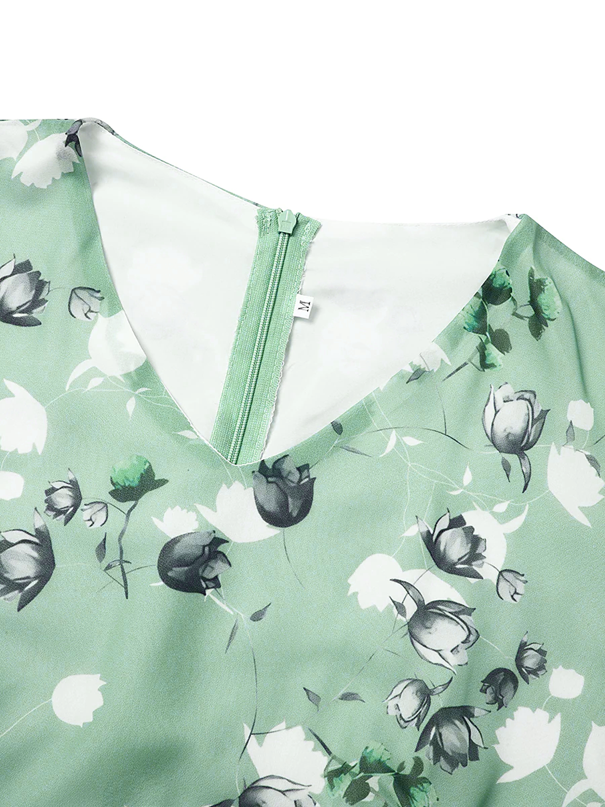 Women's Holiday sage green Dress Floral Chiffon Skirt Short Sleeve Floral Ruffle Spring Summer V Neck Fashion Daily Dating Vacation