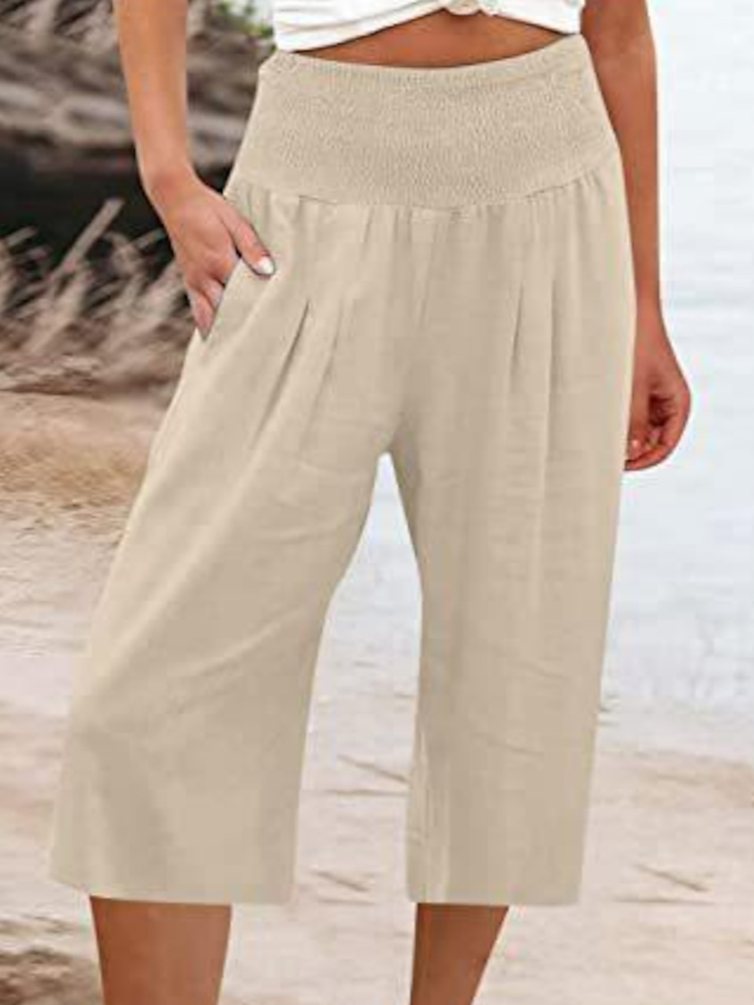 Casual Plain Loose Capris Pants