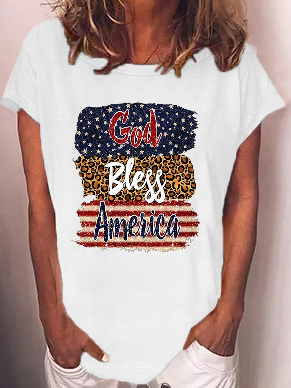 Women‘s Summer 4th of July Pattern Casual T-Shirt